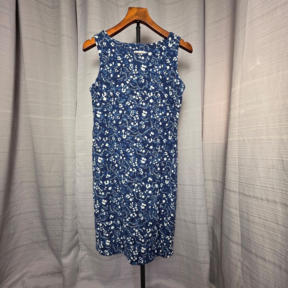 Fabindia India Cotton Linen Printed Midi Dress S Pockets Sheath Old Money Sheath
